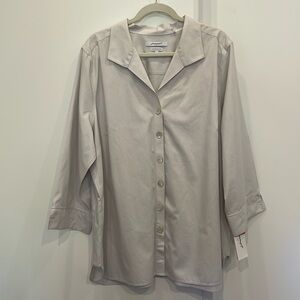 Foxcroft Off White Cotton Non Iron Button Down Shirt
